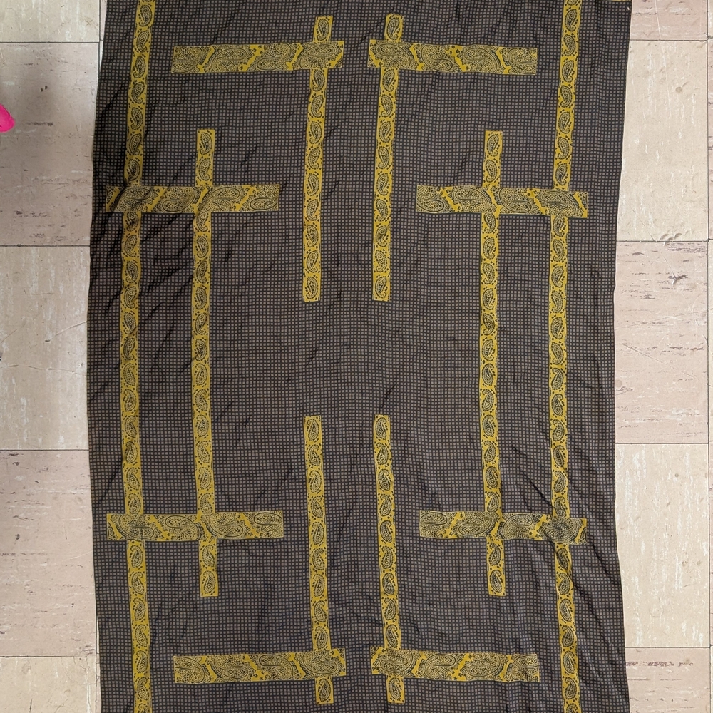 Brown and Gold Patterned Scarf